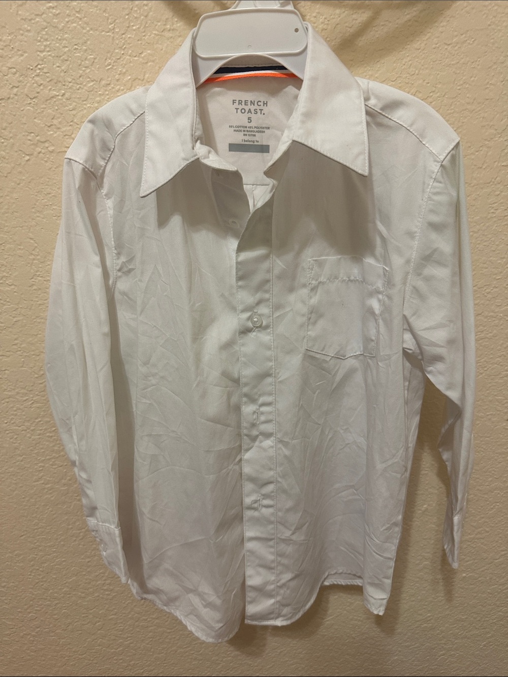 3/15$ French Toast White Long-Sleeve Button Down Shirt with Chest Pocket